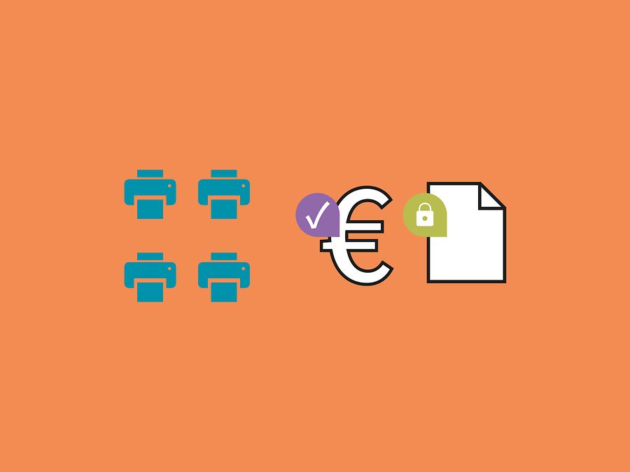 Softwarelösung: Sicherheit und Kostenübersicht über die Drucksysteme in einer Grafik dargestellt