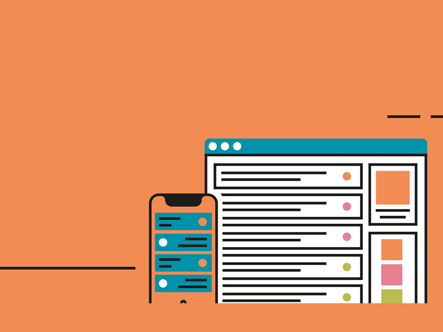 Software-Lösungen; Grafik eines Tablets und Mobilephones